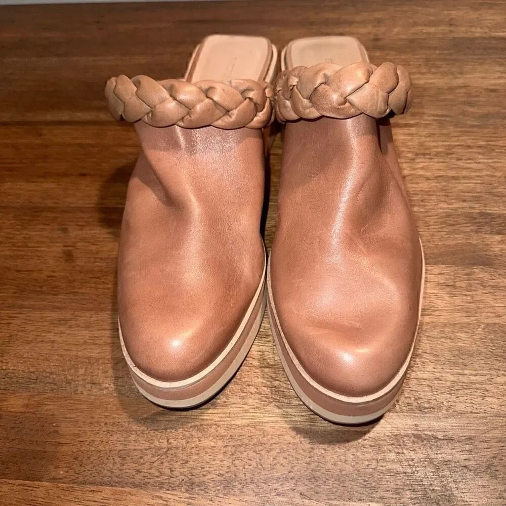 Bernardo Saffia Wood Leather Clog/Mule